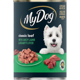 Premium wet dog food in a 400g can featuring rich lamb and liver for optimal health and irresistible taste.