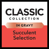 Premium wet cat food featuring mixed meats in gravy, ensuring tasty meals and essential nutrition for discerning cats.