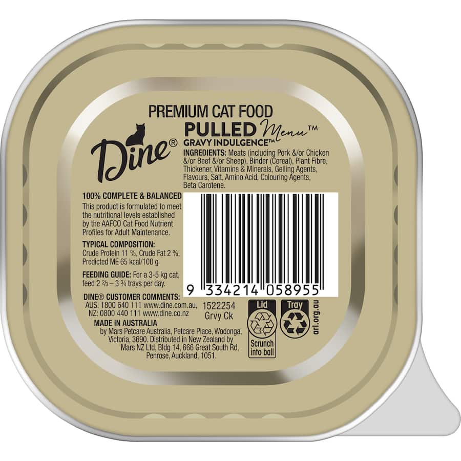 Tender pulled chicken in savory gravy, crafted for a delicious, nutritious meal for cats of all ages.