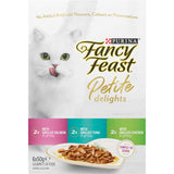 Gourmet wet cat food variety pack featuring grilled salmon, tuna, and chicken for adult cats with smaller appetites.