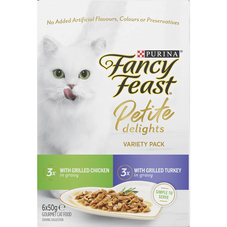 Fancy Feast Petite Delights Wet Cat Food Chicken & Turkey Pouch 6x50g