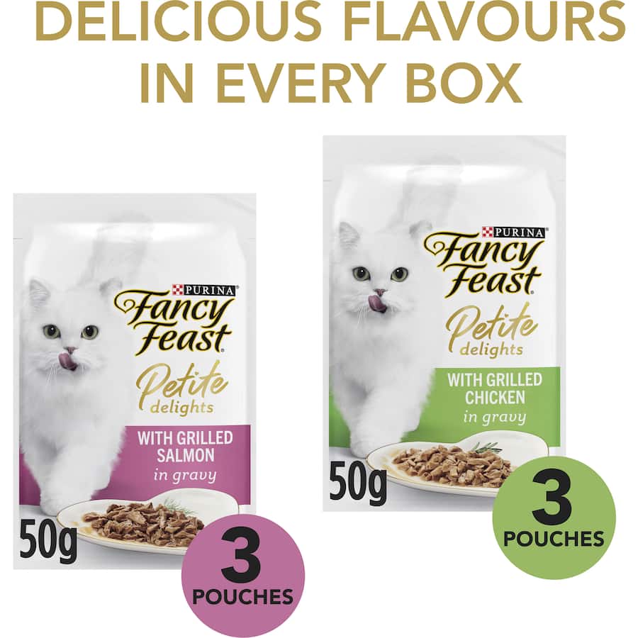 Fancy Feast Petite Delights Wet Cat Food Salmon & Chicken Pouch 6x50g