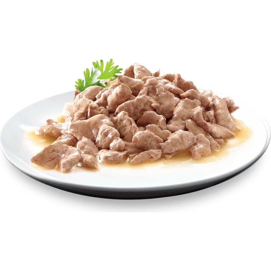 Dine Classic Collection Wet Cat Food features tender chicken chunks in rich gravy for a purr-fect dining experience.