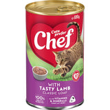 Delicious Chef Classic Wet Cat Food featuring a grain-free lamb loaf, packed with essential nutrients for your cat's health.