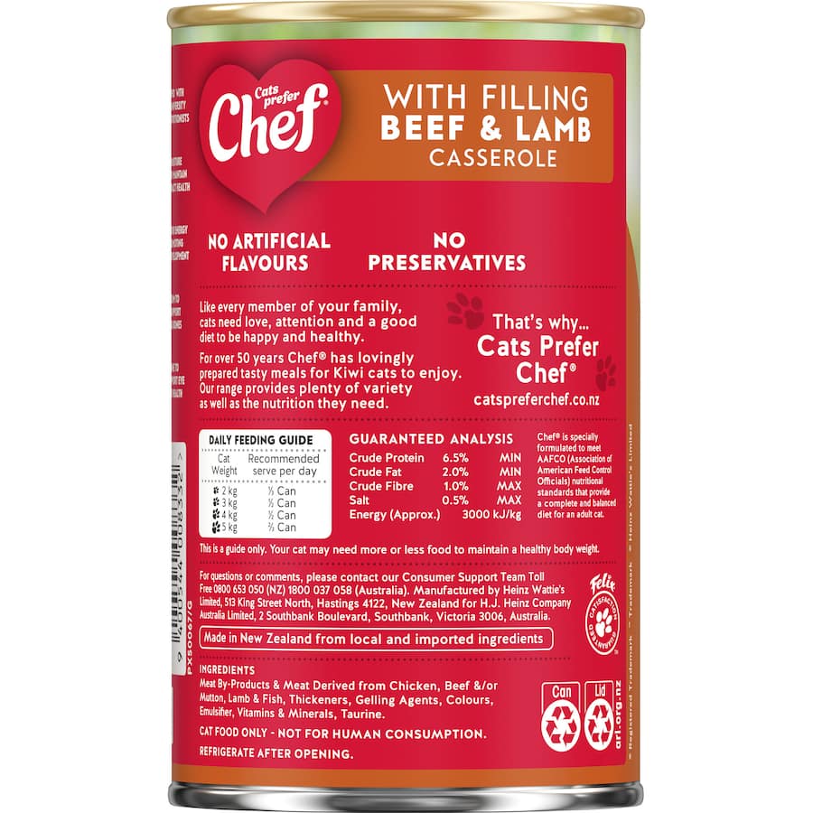 Chef Classic Wet Cat Food Beef & Lamb Casserole Tin 700g