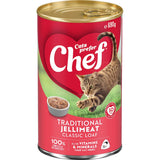 Chef Classic Wet Cat Food Traditional Jellimeat, a grain-free option packed with protein and essential vitamins for feline health.