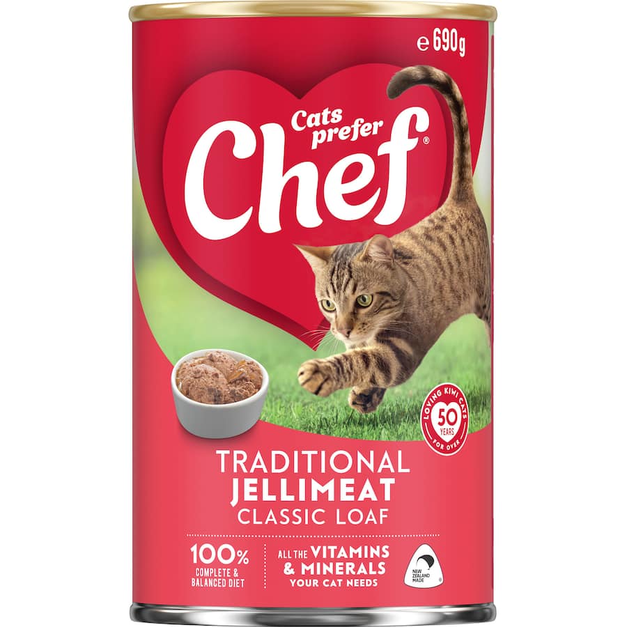 Premium grain-free wet cat food with jellimeat, rich in protein, vitamins, and minerals for a nutritious meal.