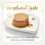 A gourmet chicken wet cat food featuring smooth pate, complete nutrition, and no artificial colors or preservatives.
