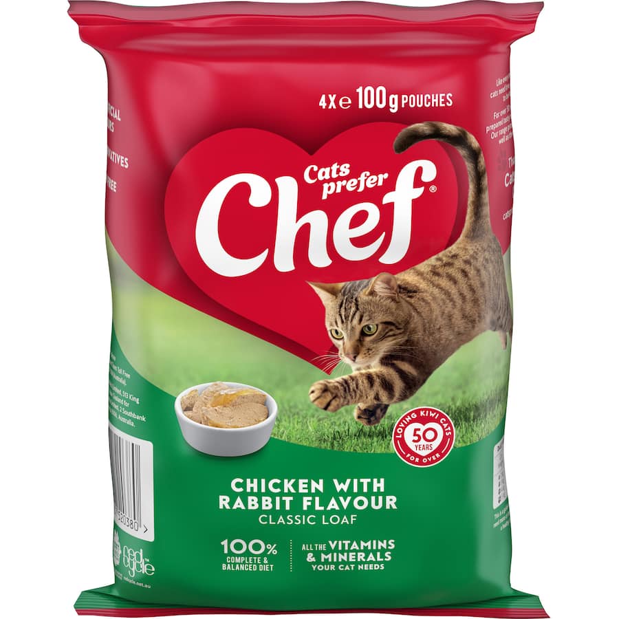 Chef Classic Wet Cat Food Chicken With Rabbit Flavour Bag 4x100g