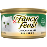 Gourmet wet cat food featuring tender chunks of real chicken in a smooth paté for a delicious and nutritious meal.