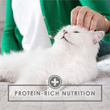 Gourmet wet cat food with tender chunks of real chicken in a savory pâté, ensuring a delicious meal for adult cats.