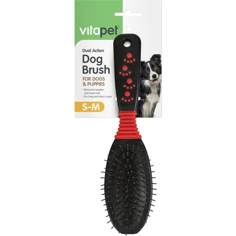 Vitapet Small-Med Dog Grooming Brush for removing tangles and loose hair, ideal for small to medium dogs.