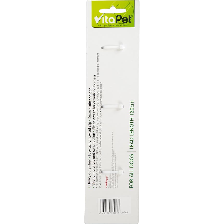 Vitapet Softee Dog Lead, 120cm, lightweight, durable, with a soft grip for comfortable walks with your pet.