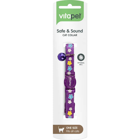 Vitapet Deluxe Cat Collar with adjustable fit, bell for safety, and elastic strip for secure outdoor adventures.