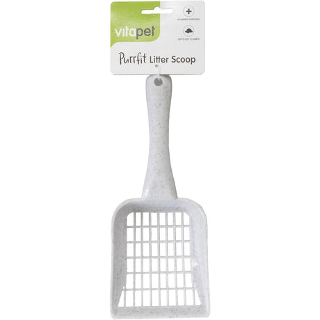 Vitapet Purrfit Litter Scoop: Durable scoop for quick clump removal, features a comfortable handle for easy cat care.