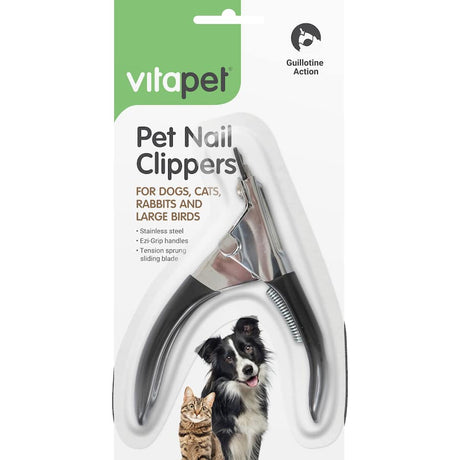 Vitapet Pet Care Grooming Nail Clippers with stainless steel blades and ergonomic handles for easy nail trimming.