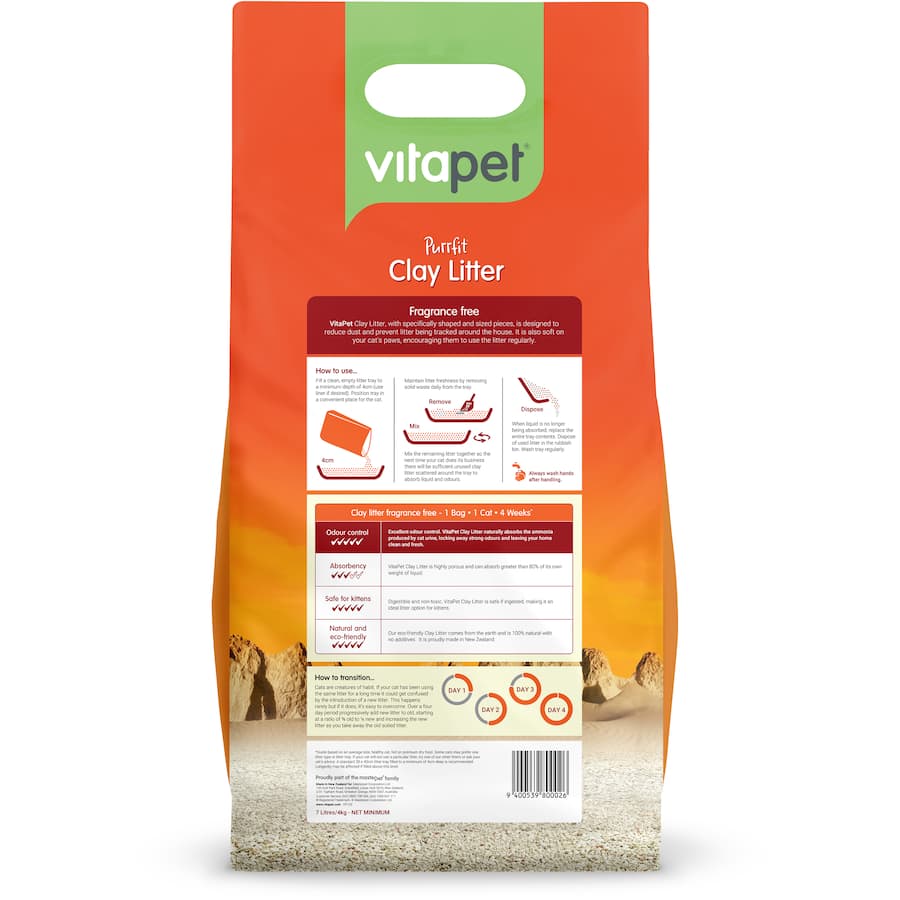 Vitapet Purrfit Cat Litter Clay Fragrance Free Bag 7L