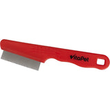 Fine-tooth flea comb for pets, removes fleas, larvae, and eggs while detangling fur; safe and chemical-free grooming tool.