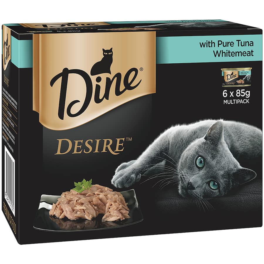 Dine Desire Wet Cat Food Pure Tuna Whitemeat Tins 6x85g