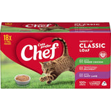 Chef Classic Wet Cat Food Loaf Mixed Selection features three meaty flavors in easy-to-serve pouches for a nutritious feline meal.