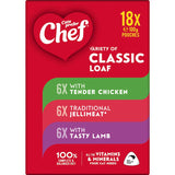 Chef Classic Wet Cat Food Loaf Mixed Selection features three meaty flavors in easy-to-serve pouches for a nutritious feline meal.