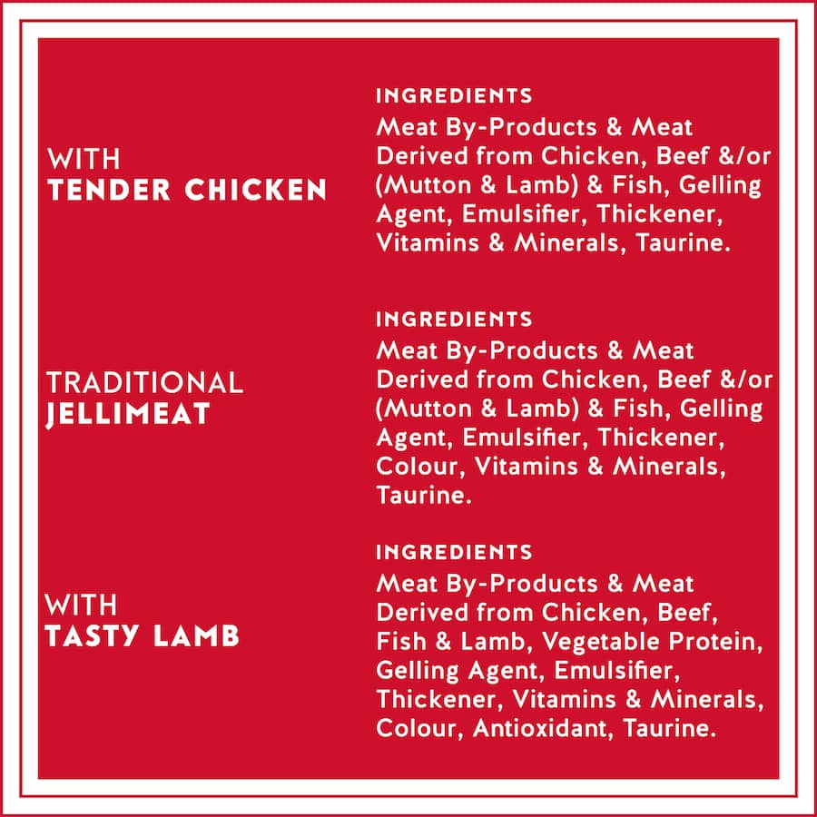 Chef Classic Wet Cat Food Loaf Mixed Selection features three meaty flavors: Tender Chicken, Jellimeat, and Lamb for a balanced diet.