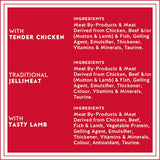 Chef Classic Wet Cat Food Loaf Mixed Selection features three meaty flavors: Tender Chicken, Jellimeat, and Lamb for a balanced diet.