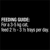 Wet cat food featuring tender salmon morsels in a rich sauce, enriched with vitamins for a complete, balanced diet.