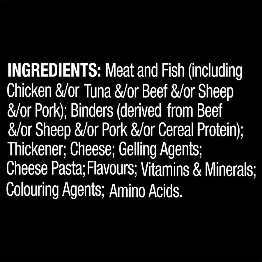 Wet cat food featuring tender tuna in creamy mornay sauce with cheese, designed for adult and senior cats over 12 months.