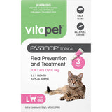Vitapet Evance Cat Flea Treatment for cats over 4kg, offering effective flea prevention with a vet-approved formula.
