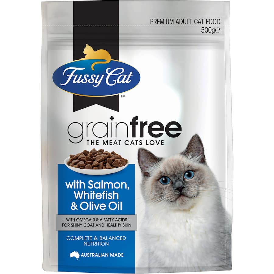 Fussy Cat Grain Free Dry Cat Food Salmon, Fish Oil Bag 500g