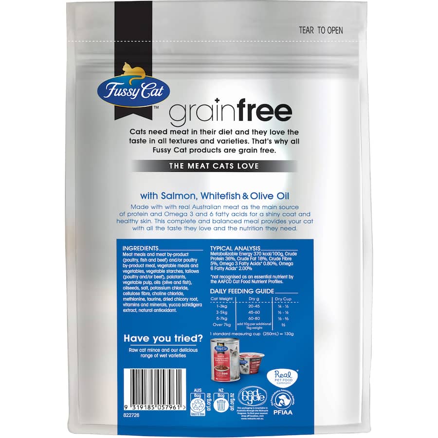 Fussy Cat Grain Free Dry Cat Food Salmon, Fish Oil Bag 500g
