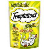Temptations cat treats featuring chicken, catnip, and cheddar in a crunchy shell with a soft center, perfect for rewarding your kitty.