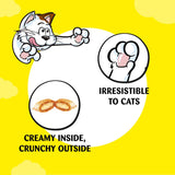 Temptations Mega Cat Treats in Tasty Chicken flavor, featuring crunchy shell and soft center, in a 350g resealable pouch.