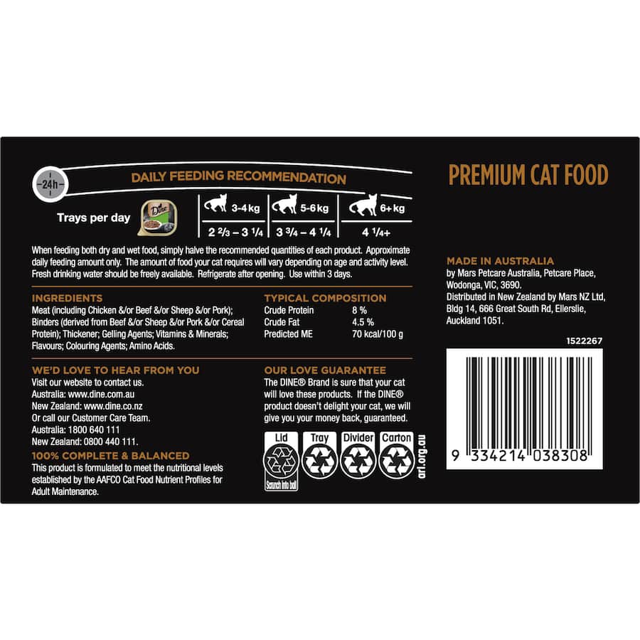 Dine Classic Collection Wet Cat Food Slices With Succulent Chicken Tray 7x85g