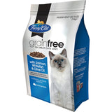 Fussy Cat Grain Free Dry Food with salmon and fish oil, high in protein for healthy digestion and shiny coat.