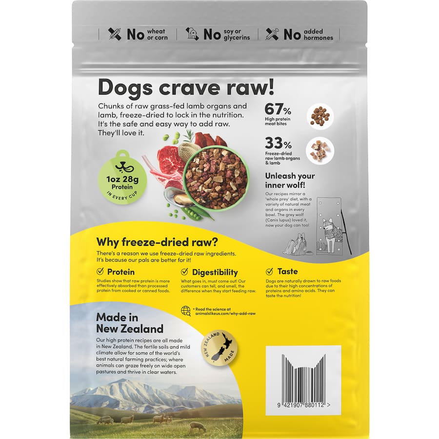Animals Like Us Dry Dog Food Raw Mix 33 Grass Fed Lamb Bag 1kg