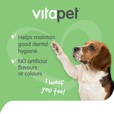 Vitapet Chewz dog treats with chicken liver and rawhide, high protein and low fat, promote dental health and satisfy chewing instincts.