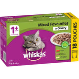 Whiskas Wet Cat Food Mixed Favourites In Gravy Pouch 18x85g