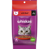 Whiskas Wet Cat Food Beef In Jelly Pouch 4x85g