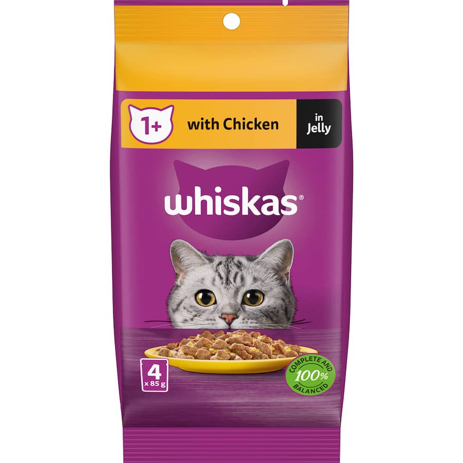 Whiskas Wet Cat Food Chicken Favourites In Jelly Bag 4x85g