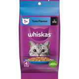 Whiskas Wet Cat Food Tuna Favourites Jelly featuring tender tuna in appetizing jelly for a nutritious and tasty cat meal.