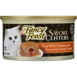 Fancy Feast Savory Centers Wet Cat Food features chicken pâté with a hidden gravy center, designed for picky adult cats.