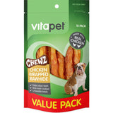 Vitapet Chewz Dog Treats Rawhidechicken Wrap Pouch 18pack