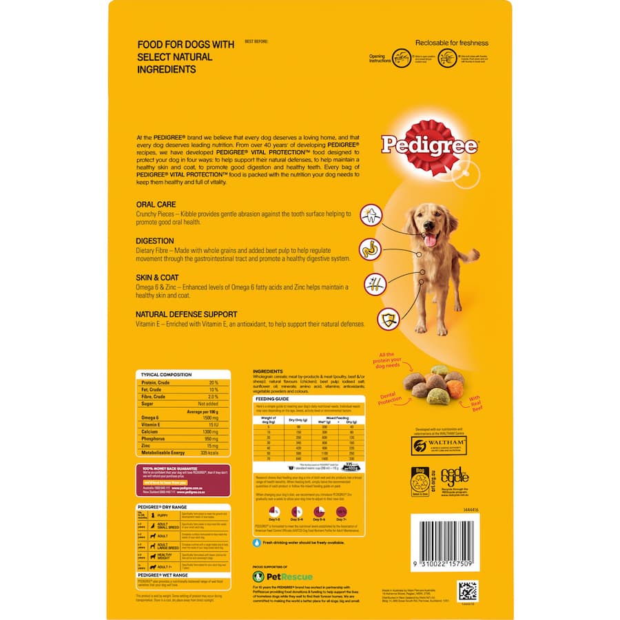 Pedigree Dry Dog Food With Real Beef Bag 8kg