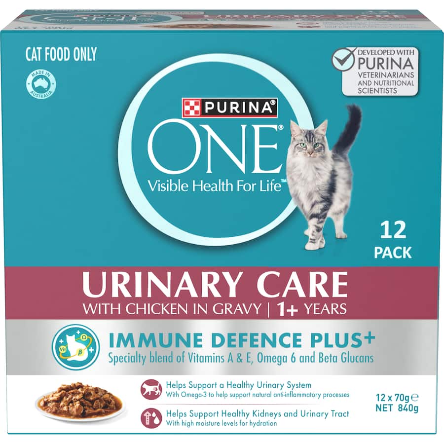 Purina One Urinary Care Wet Cat Food Chicken In Gravy Pouches 12x70g