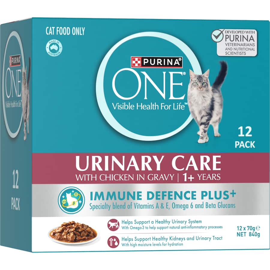 Purina One Urinary Care Wet Cat Food Chicken In Gravy Pouches 12x70g