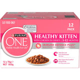 Purina One Healthy Kitten Wet Cat Food Chicken In Gravy Pouches 12x70g