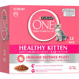Purina One Healthy Kitten Wet Cat Food Chicken In Gravy Pouches 12x70g