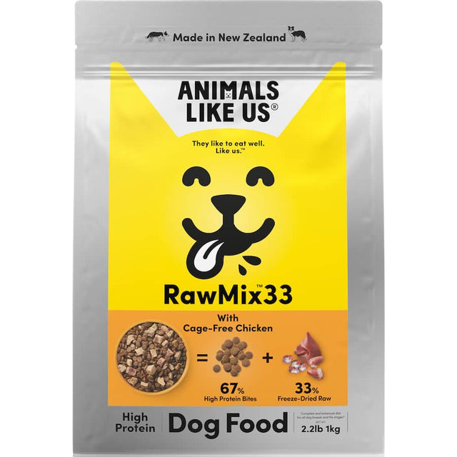 Dry dog food featuring 33% cage-free chicken organs and 67% high-protein chicken bites for optimal health and taste.